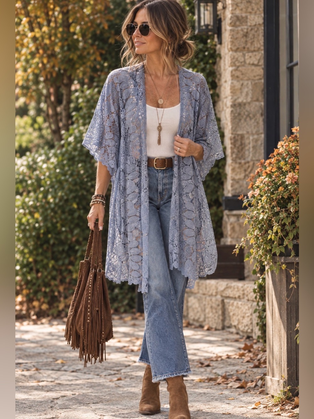 Rebellion Blue Lace Kimono Cardigan